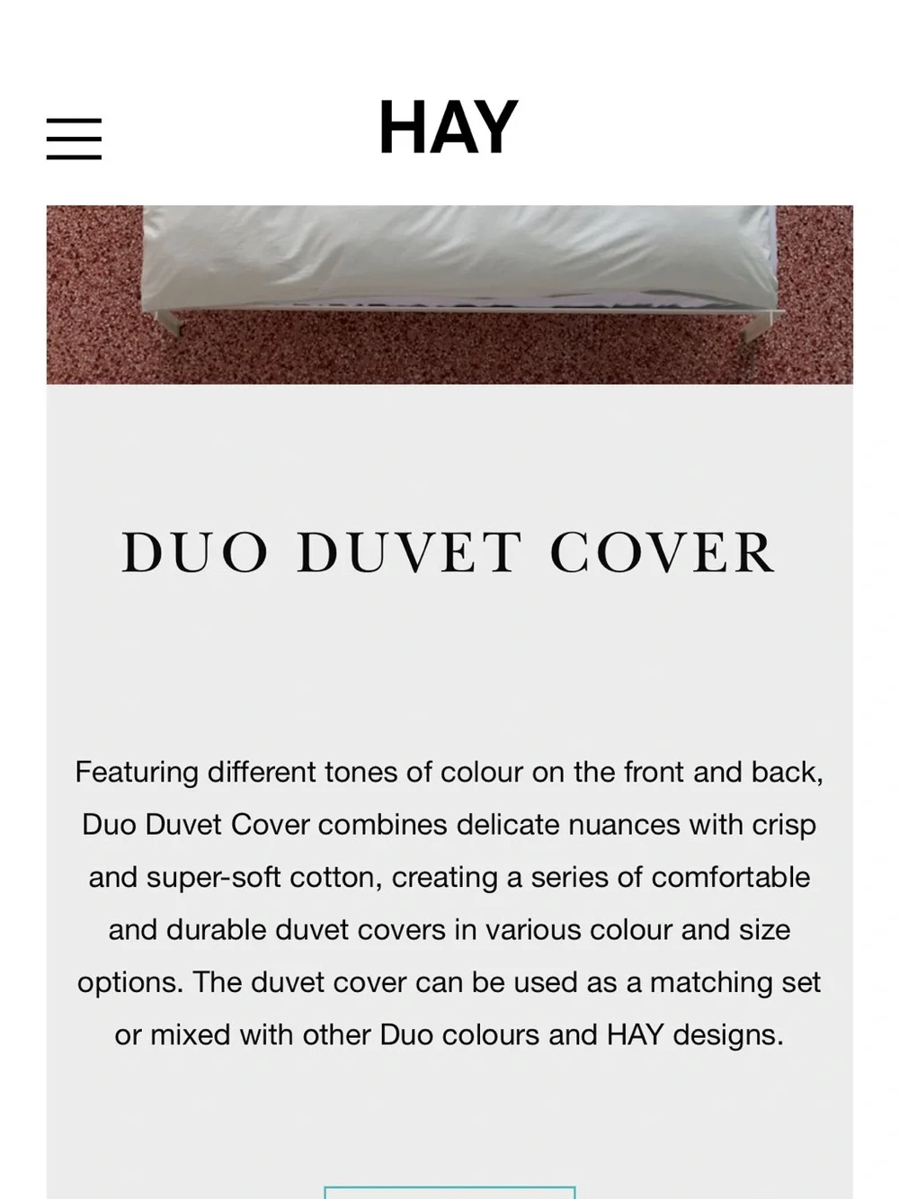 HAY Cotton Duvet Cover in Light Gray